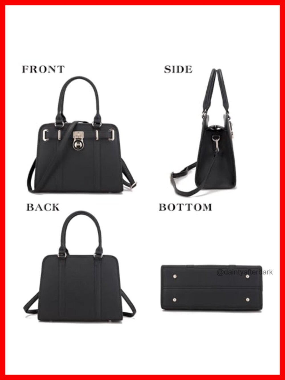 Vegan Leather Structured Satchel Tote Handbag Set with RFID Blocking Wallet - Picture 2 of 6
